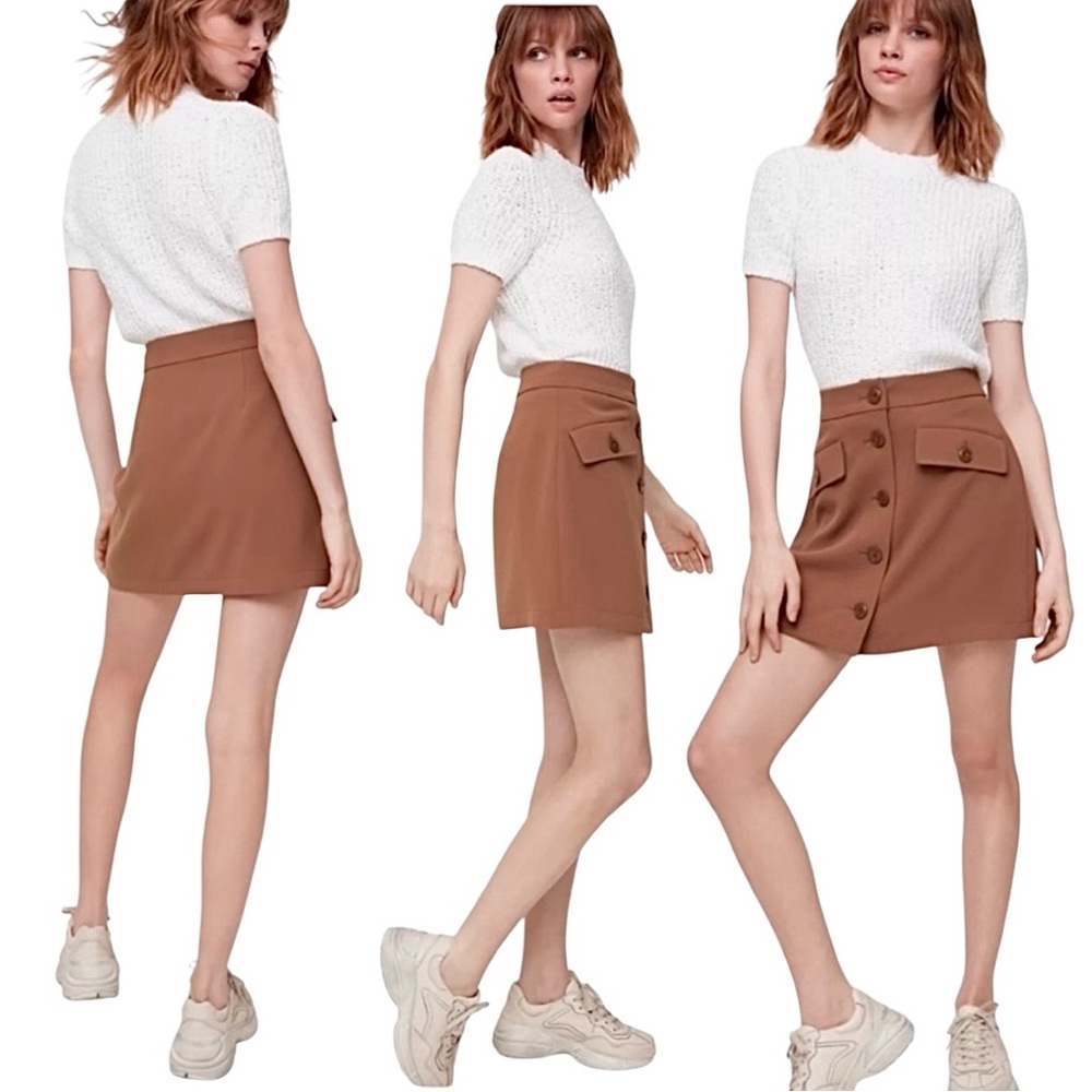 Aritzia Little Moon‎ Freesia Button up mini skirt Size 8 Academia School Fall